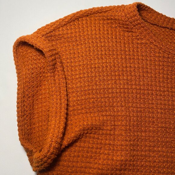 Emery Rose Orange Rust Twist Hem Womens M Shirt Dolman Sleeve Waffle Knit EUC - Picture 6 of 8